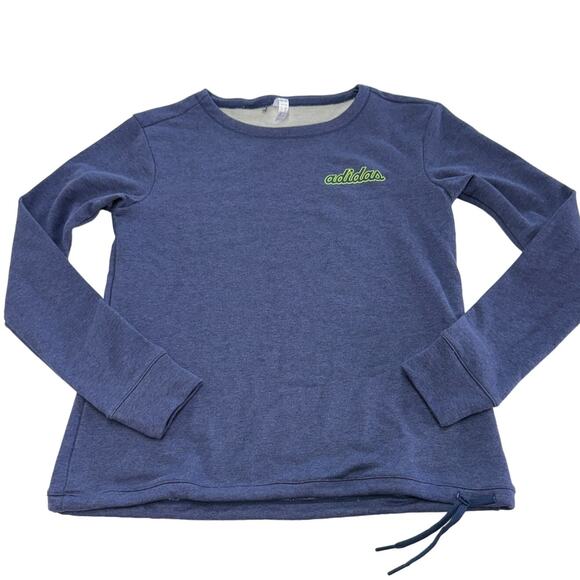 Adidas Sweatshirt Womens Medium Blue Logo Drawstring Hem Cozy Pullover - Picture 1 of 10